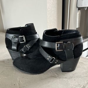 Black Suede Belted Booties | Indigo RD.